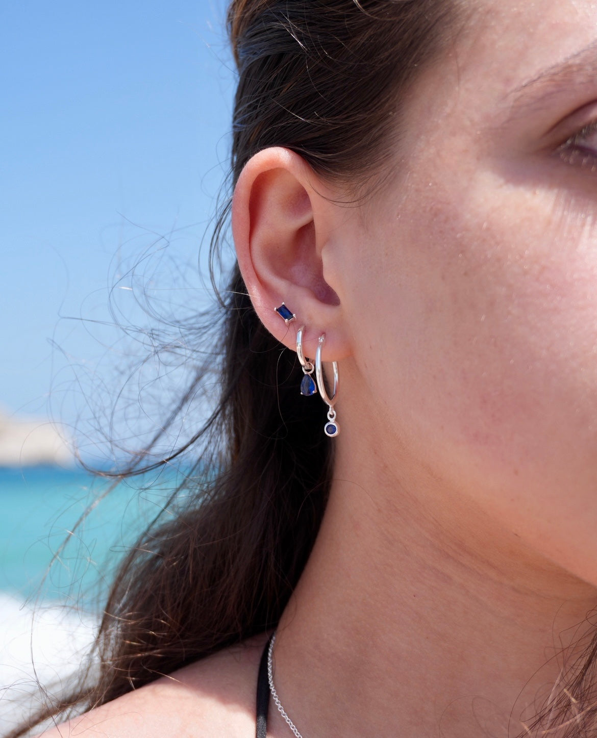 Sapphire hoop earrings