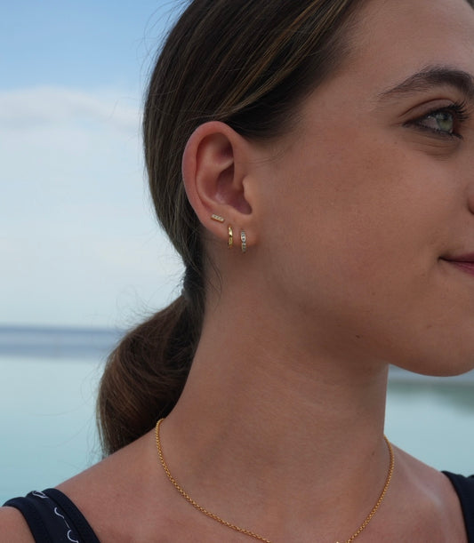 9ct Gold Earrings with 18 Sparkling Cubic Zirconia Stones